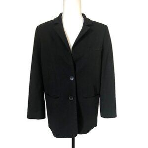 EVERLANE Women’s Size 2 Black Career Blazer Two Button Lined Wool Pockets